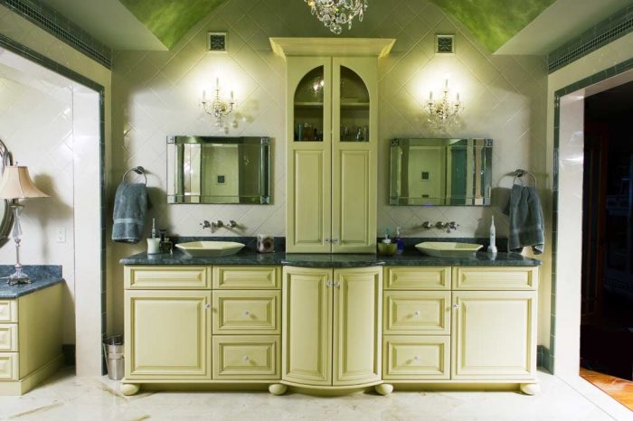 Maple bathroom cabinetry with a granite countertop and two vessel sinks Williams Township, PA