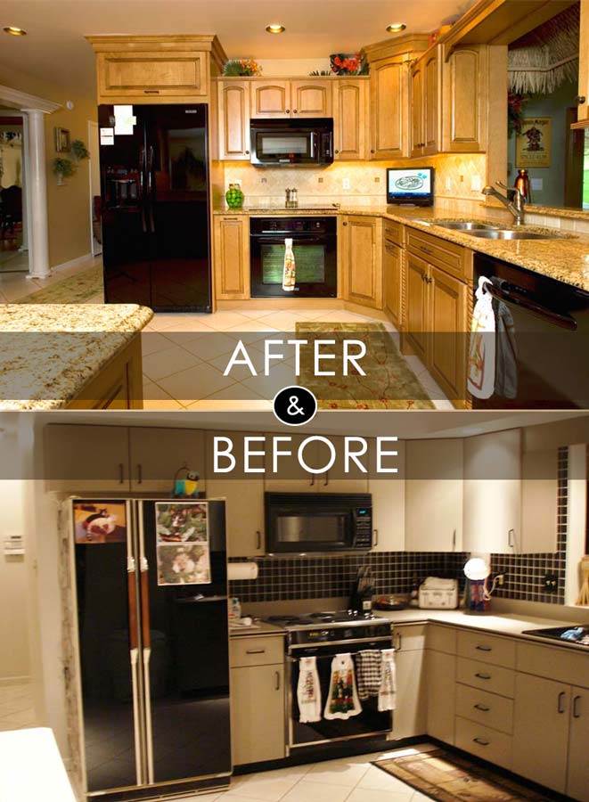 before and after photos of the old world maple kitchen in whitehall designed by morris black