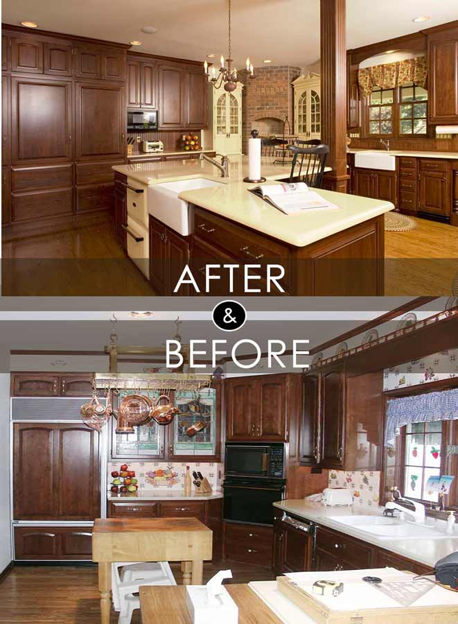before and after comparison photos of this large traditional kitchen in Macungie pa by morris black