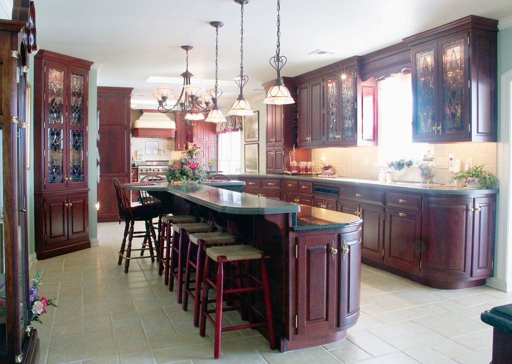 cherry traditional kitchen in the Lehigh valley of pennsylvania with corian counter top