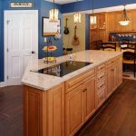 stunning traditional style glazed maple kitchen with blue walls in coopersburg designed by morris black designs