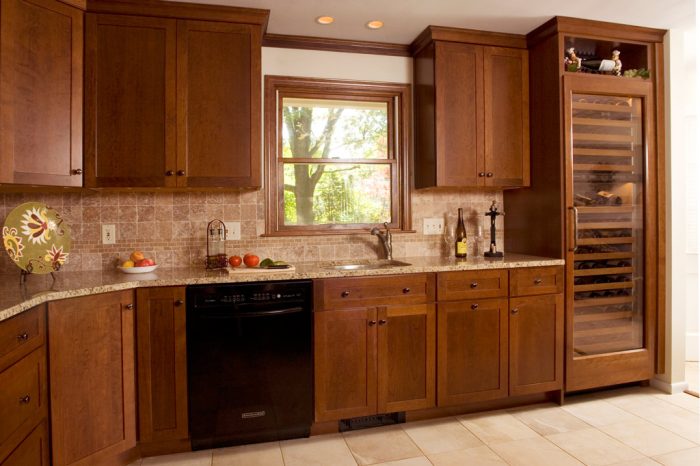 transitional brown kitchen with cherry cabinetry in Bethlehem Pennsylvania designed by morris black kitchen designer dan