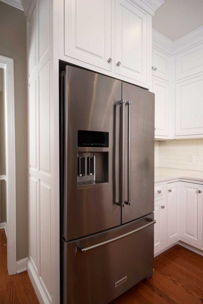 stainless steel refrigerator with white kitchen cabinets in allentown pa