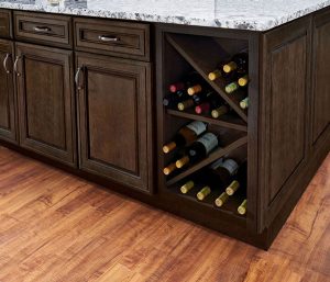 kitchen storage ideas include compartments for wine and other beverages