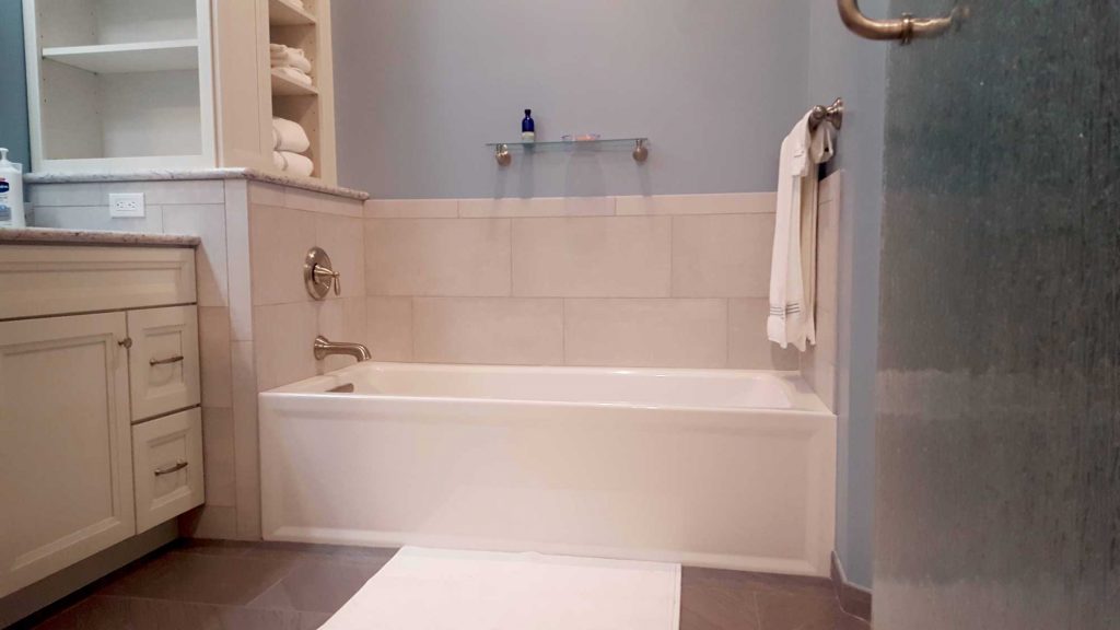 baby blue bathroom with a beautiful bathtub area in allentown pennsylvania