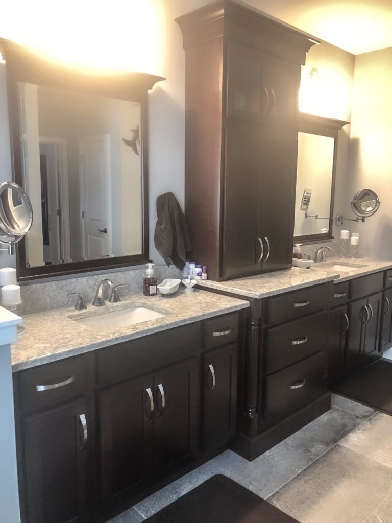 Transitional Double Vanities with Cherry Cabinets in Walnutport, PA